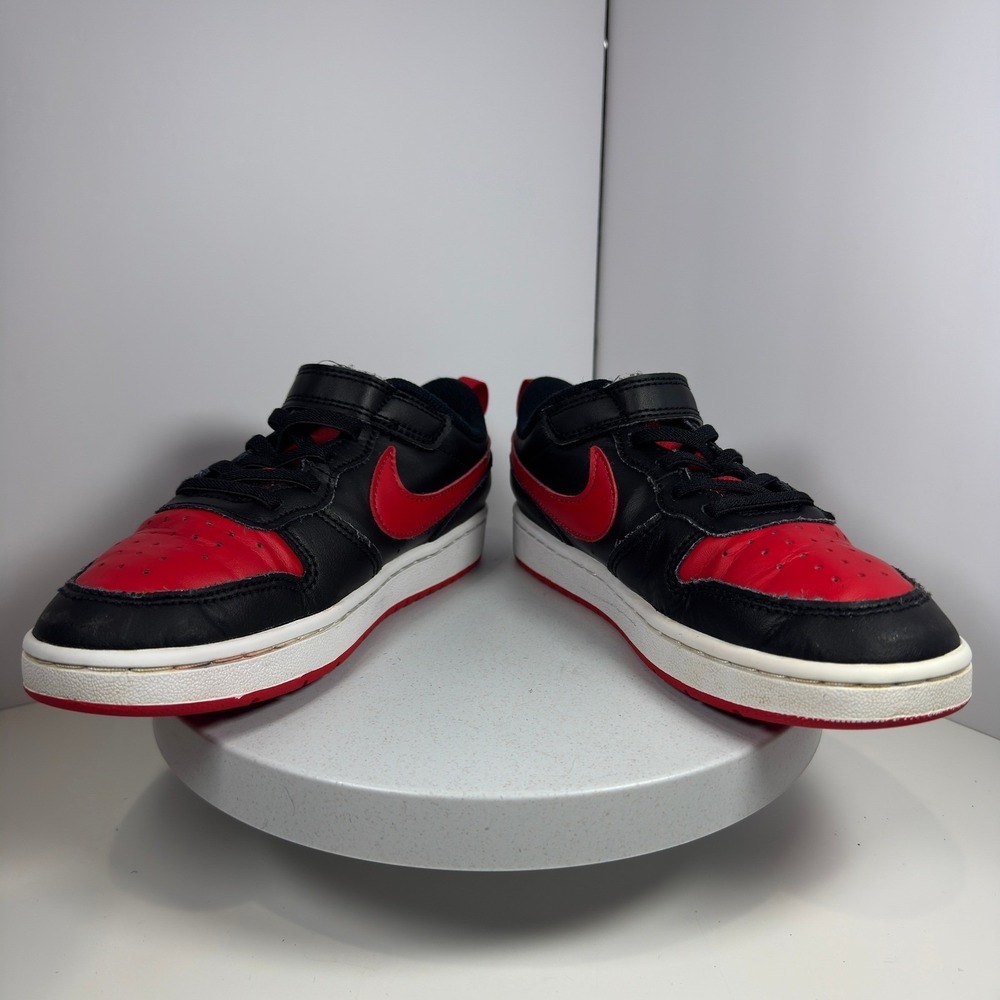 Nike Court Vision Low Boys Black Red Basketball Sneakers Shoes Size 2.5 - Picture 8 of 11